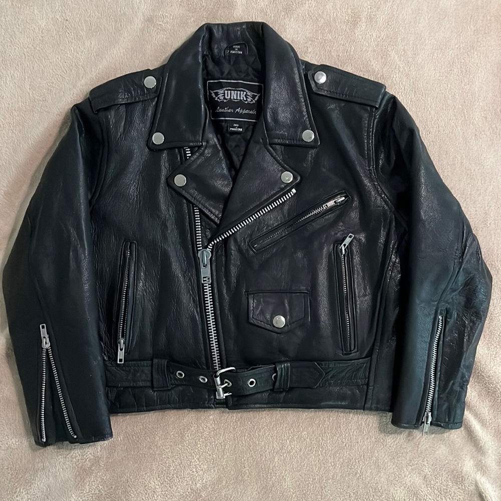 Mint condition genuine leather kids biker jacket